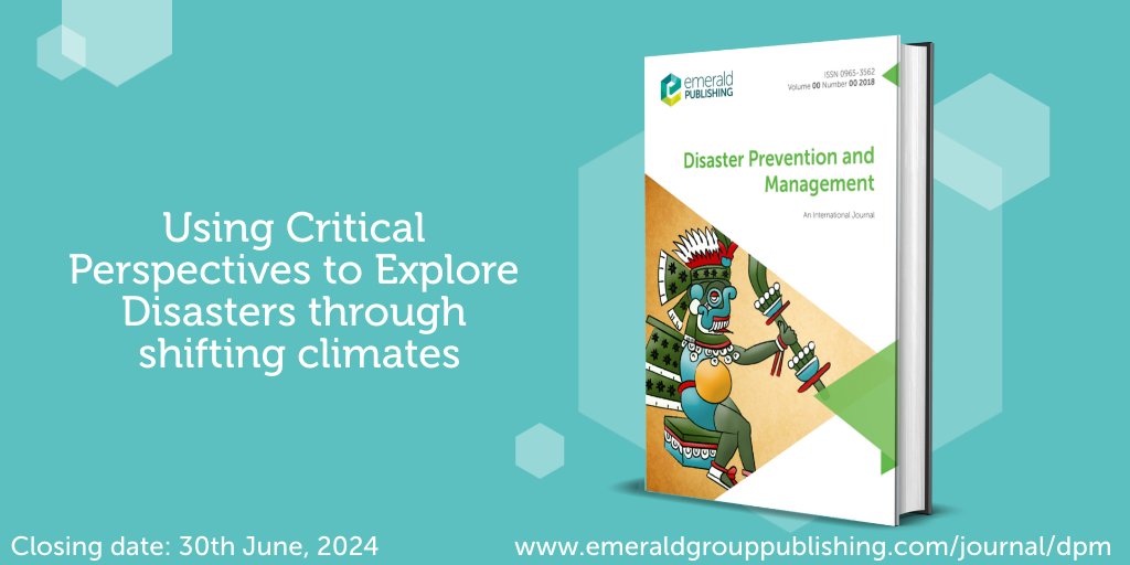 Emerald Built Env (@emeraldbuiltenv) on Twitter photo 📢 Call for Abstracts! Disaster Prevention and Management (DPM) seeks contributions for a forthcoming Special Issue 'Using Critical Perspectives to Explore Disasters through shifting climates'. 
More info here: bit.ly/3ODCJTQ
<a href="/DisasterPrevenM/">Disaster Prevention and Management</a> 📢 Call for Abstracts! Disaster Prevention and Management (DPM) seeks contributions for a forthcoming Special Issue 'Using Critical Perspectives to Explore Disasters through shifting climates'. 
More info here: bit.ly/3ODCJTQ
<a href="/DisasterPrevenM/">Disaster Prevention and Management</a>
