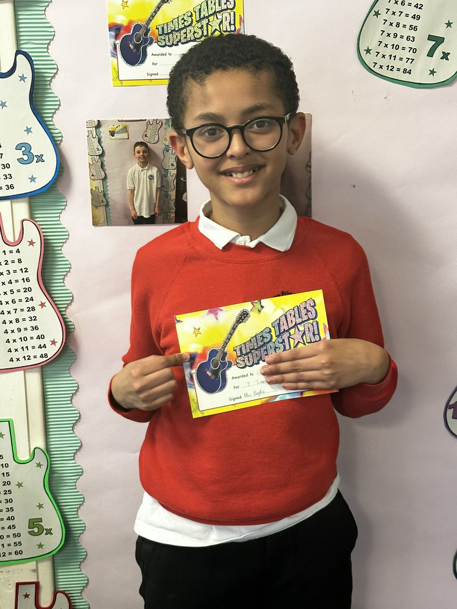 Well done to this week’s Times Table Superstar 🌟
