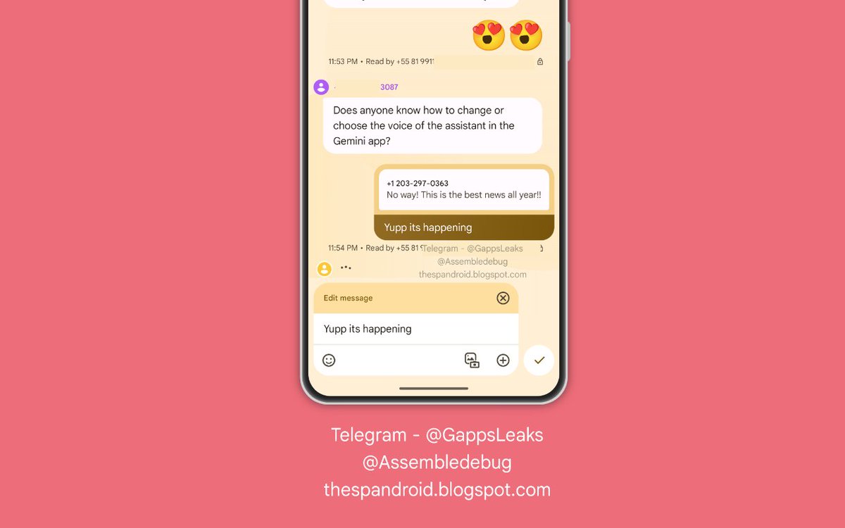 Confirmed - Google Message is finally getting an edit message option 📝 Blog Post - thespandroid.blogspot.com/2024/02/Google… (screenshots included) #Google #Android