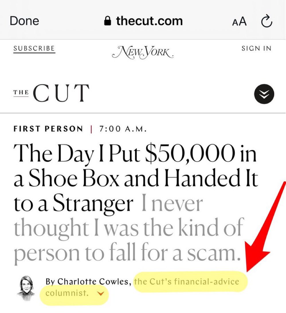 ArmandDoma's tweet image. Between this and the “10,000 word essay on why I became an alcoholic who cheated on my husband” column I feel like The Cut’s business model is just hiring the most unhinged people imaginable and giving them a column