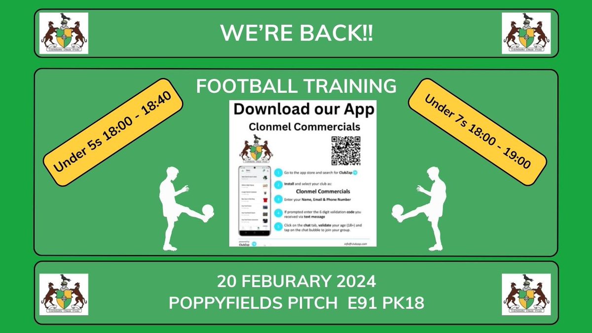 CommercialsGAA's tweet photo. U5 and U7s are back training soon check out info below !
New members always welcome 🟢🟡 https://t.co/xaVENTE3dX