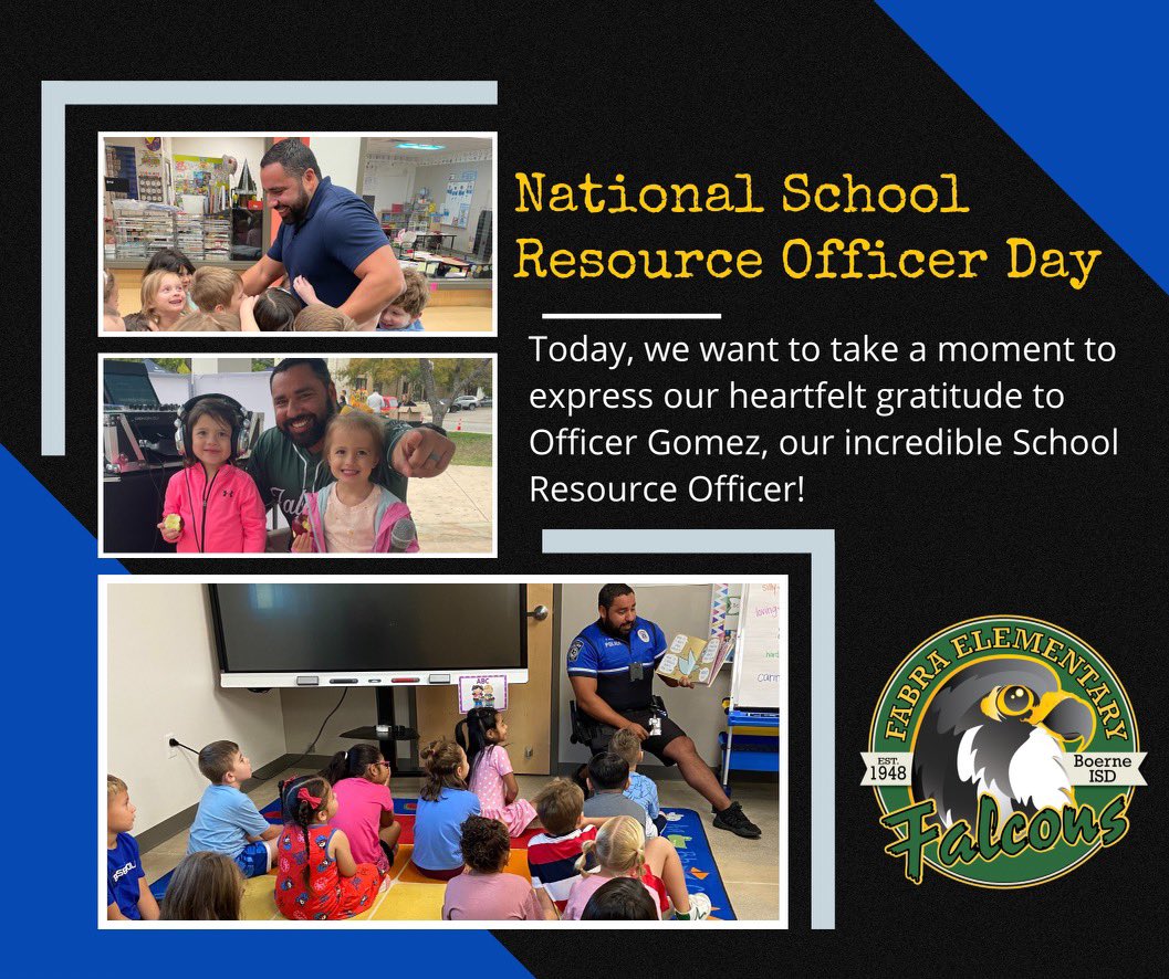 Today is National SRO Day and we are blessed with the best here at Fabra! Officer Gomez not only keeps us safe, but he is a positive role model in and out of the classrooms. Not to mention, he hosts some pretty great dance parties too! Thank you, Officer Gomez!