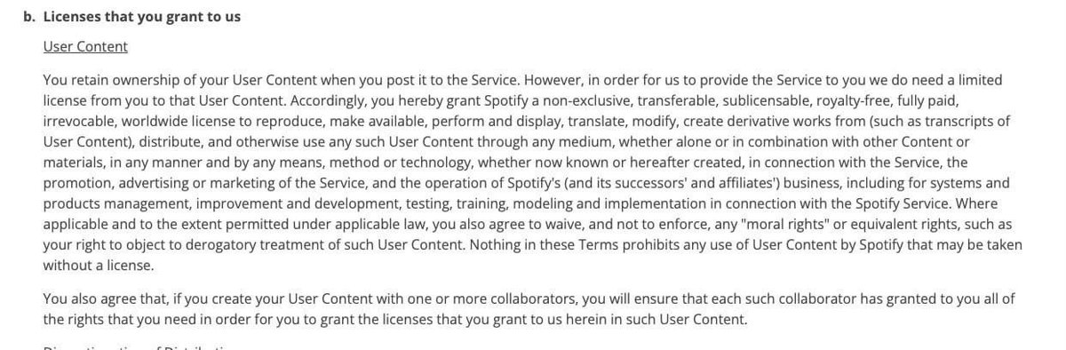 Heads up for authors out there:

Findaway Voices (owned by Spotify) just changed their TOS in a manner that makes them no longer viable for any use of any sort. Note the royalty-free irrevokable clause.

The TL;DR: all works uploaded to Findaway can be used by their parent