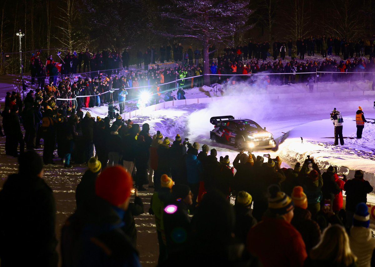 Fastest on inaugural stage 🤙 Nice to open the rally in this nice atmosphere 🇸🇪 Much more action tomorrow with 7 stages. Have a good night and see u there! #wrc #rallysweden #kallerovanperä #jonnehalttunen #tgr_wrc #marinefi #okauto #unibet #konnegroup
