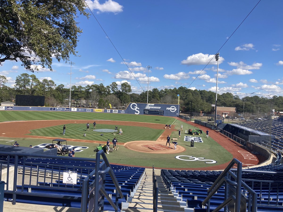 Jack Stallings Field & JI Clements Stadium never looked better! Big thanks to ⁦@GSAthleticsTurf⁩ & ⁦@GSAthletics⁩ staff for all their hard work preparing for the 2024 Season! #GATA