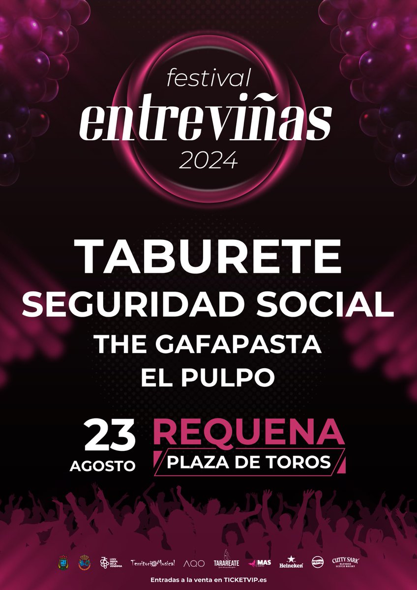 TheGafapasta's tweet photo. ☀️ FESTIVAL ENTREVIÑAS
🗓️ 23 de Agosto 2024
📍 Plaza de toros de Requena (Valencia)
https://t.co/zOxr4QbSqB https://t.co/8uLEYpVjVv