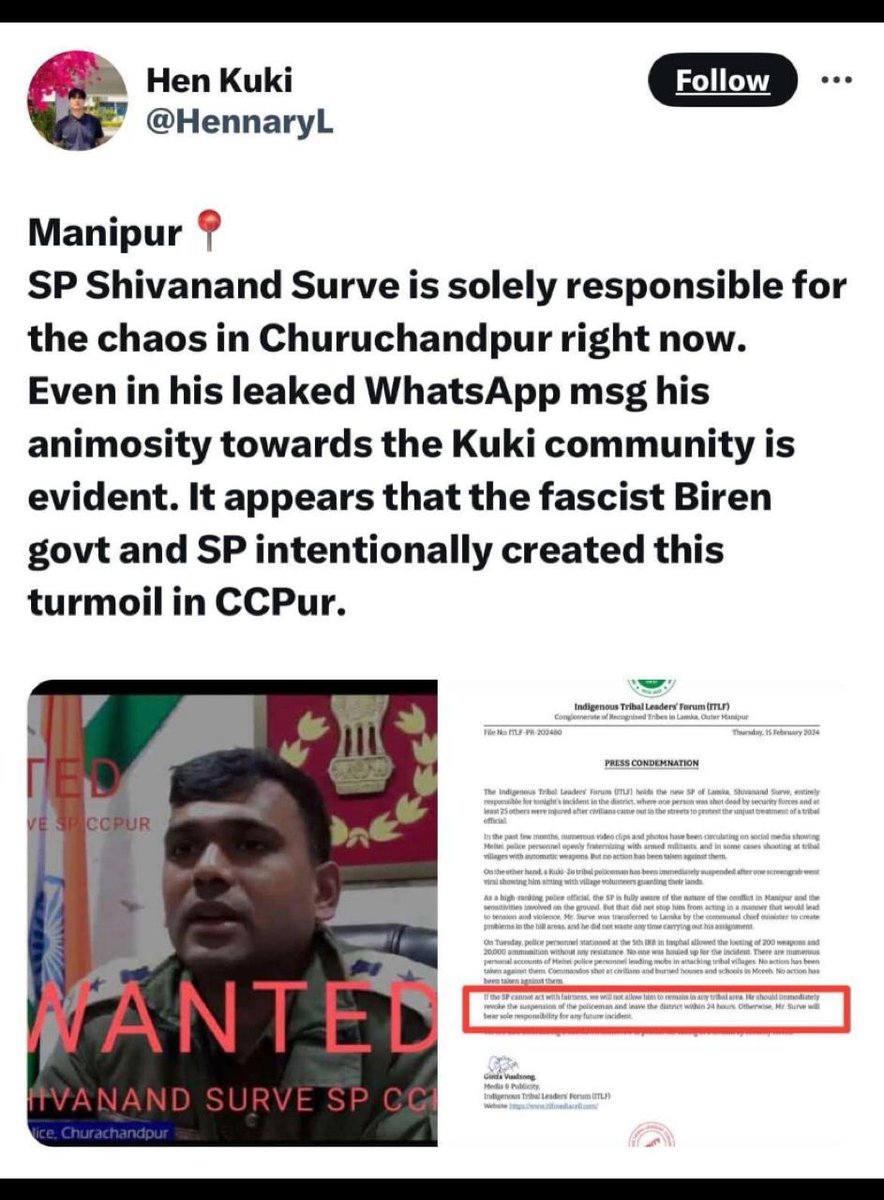 #IllegalImmigrants #kuki announcing Indian Officers as wanted 

Kuki is waging war against India