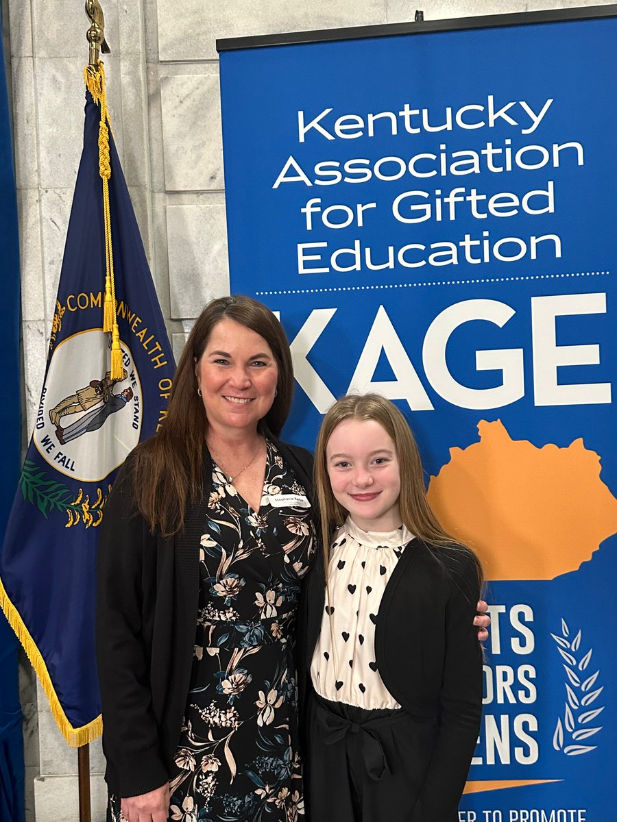 JCPSKY's tweet photo. 🎉 KAGE AWARD | Congratulations to @NCES_Knights fifth grader Lydia F., who received the @KAGEgifted Distinguished Student Award, which recognizes a gifted student (grades 5-8) who displays academic, leadership, or arts achievement and notable community contributions! #WeAreJCPS https://t.co/YdJOtZWPW8