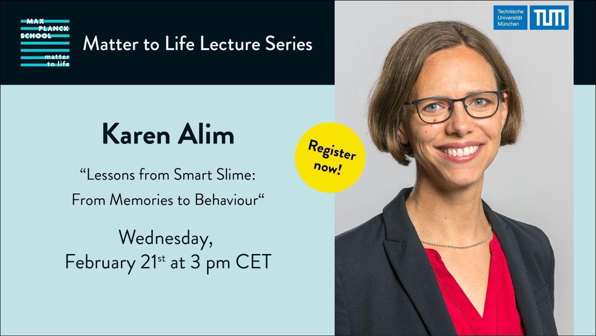Max Planck School Matter to Life (@mattertolife) on Twitter photo We are excited to announce that our virtual #mattertolife Lecture Series will continue next week! 🎉 Join us next Wednesday at 3 pm CET for an insight into the research of MtL Fellow <a href="/karen_alim/">Karen Alim</a> from <a href="/TU_Muenchen/">TU München</a>. Register now at bit.ly/42FgEKe! We are excited to announce that our virtual #mattertolife Lecture Series will continue next week! 🎉 Join us next Wednesday at 3 pm CET for an insight into the research of MtL Fellow <a href="/karen_alim/">Karen Alim</a> from <a href="/TU_Muenchen/">TU München</a>. Register now at bit.ly/42FgEKe!