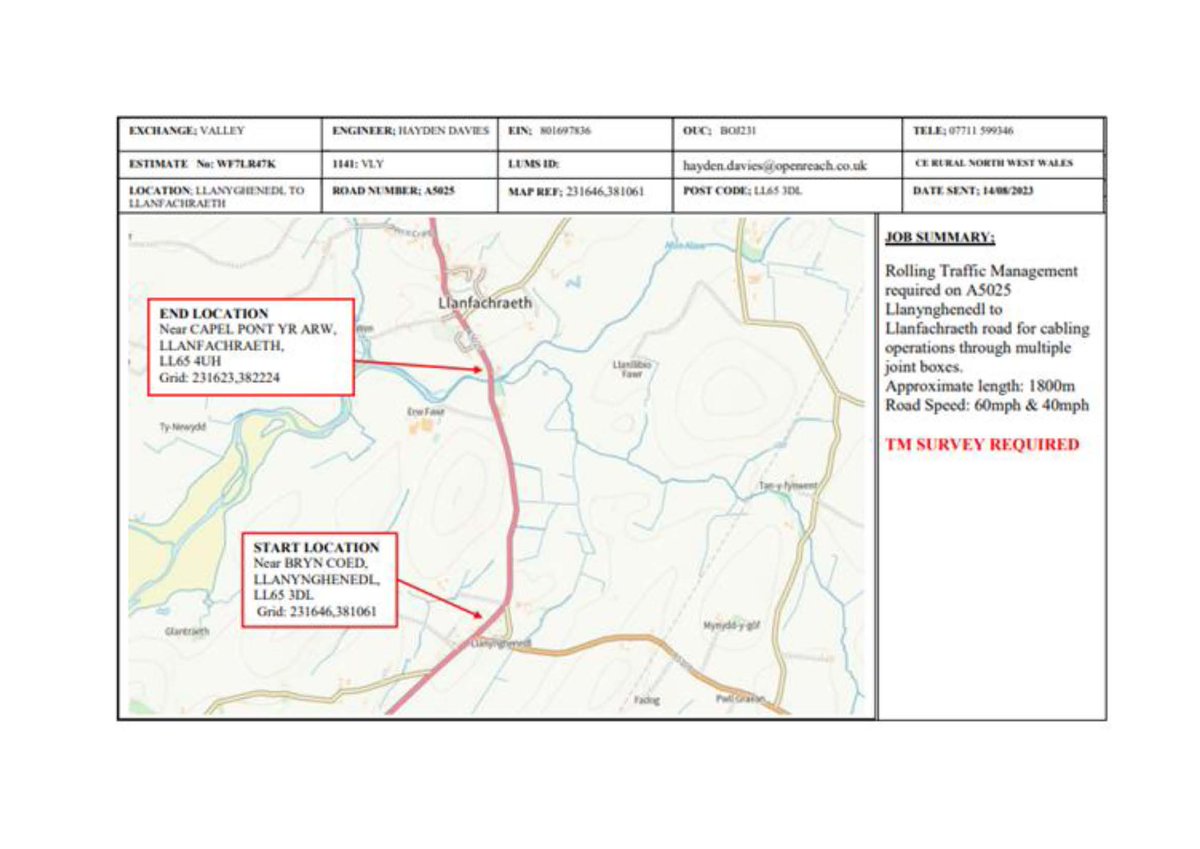 ValleyCommunit1's tweet image. Gorchymyn Cyngor Sir Ynys Môn (Cyfyngiad Cyflymder 10MYA Dros Dro) (A5025 Llanynghenedl i Llanfachraeth) 2024 / Isle of Anglesey County Council (Temporary 10MPH Speed Restriction) (A5025 Llanynghenedl to Llanfachraeth) Order 2024