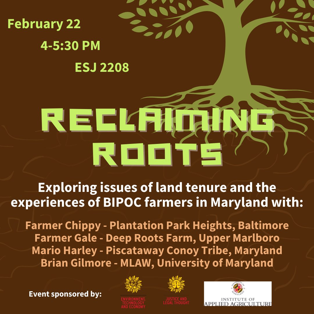 College of Agriculture & Natural Resources (@umd_agnr) on Twitter photo Celebrate #BlackHistoryMonth with <a href="/iaa_umd/">Institute of Applied Agriculture</a> and <a href="/UM_Scholars/">CollegeParkScholars</a> as they host a panel discussion about land tenure featuring Black and Indigenous farmers in Maryland. Join us at the Edward St. John Building, Room 2208 from 4:00-5:30 PM on February 22. Celebrate #BlackHistoryMonth with <a href="/iaa_umd/">Institute of Applied Agriculture</a> and <a href="/UM_Scholars/">CollegeParkScholars</a> as they host a panel discussion about land tenure featuring Black and Indigenous farmers in Maryland. Join us at the Edward St. John Building, Room 2208 from 4:00-5:30 PM on February 22.