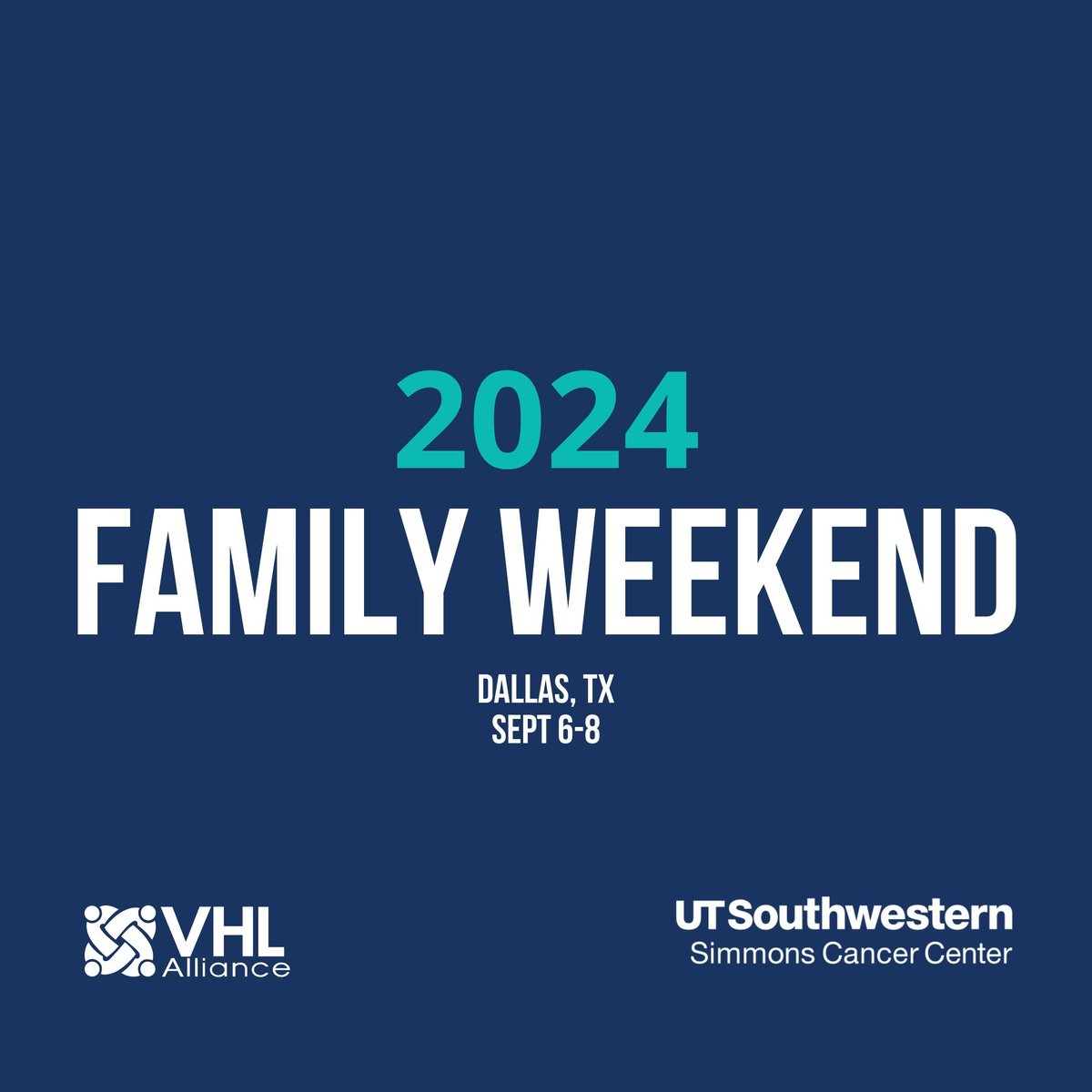 Mark your calendars! 🗓️ Family weekend is Sept 6-8 in Dallas! Immerse yourself in a community of strength as we come together to share our VHL experience, build lasting connections, and learn directly from VHL experts. Click here to register today: buff.ly/3uEu3pd