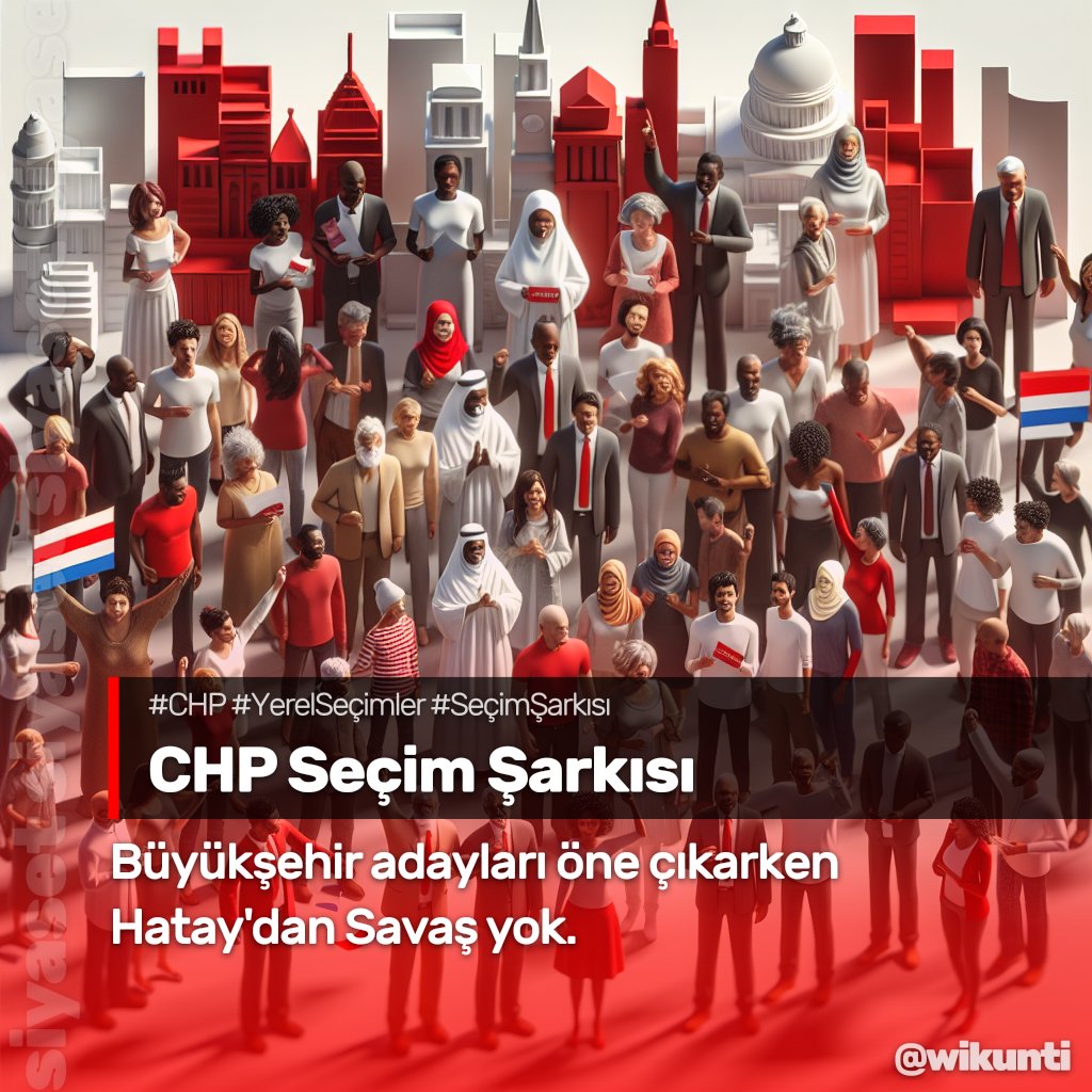 31 Mart yerel seçimlerine yönelik CHP'nin yeni seçim şarkısında ön plana çıkan büyükşehir adayları arasında Hatay'ın adayı Lütfü Savaş'ın bulunmaması dikkat çekti. 🎶🚫🗳

#CHP #YerelSeçimler #SeçimŞarkısı