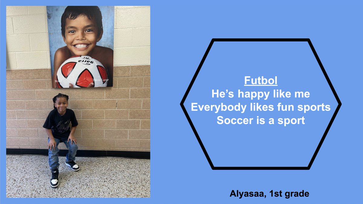 First grade students at McLendon Elementary in Decatur, GA, reflect on a "Faces of Innocence" photo and wrote haiku about soccer.  Photo contributed by David Lazar <a href="/davidlazarphoto/">David Lazar</a>