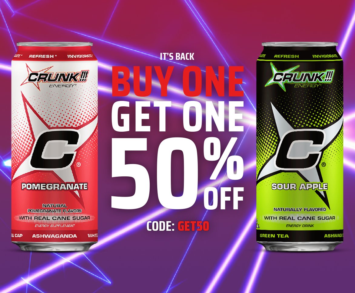 We're back with BOGO 50% off! Get any two packs of CRUNK!!! and the second one is half off. Code: GET50
bit.ly/CRUNKGET50