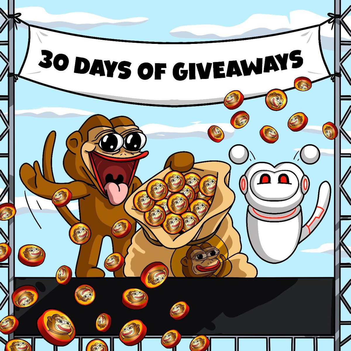DAY 5 of 30 DAYS of #GIVEAWAYS Ponke and @memetrendbot are giving away $300 of $CBDC #PONKEARMY you know what to do 👇 👾LIKE + RT + TAG 3 DEGENS 👾FOLLOW @memetrendbot & @ponkesol 👾COMMENT 'done' below