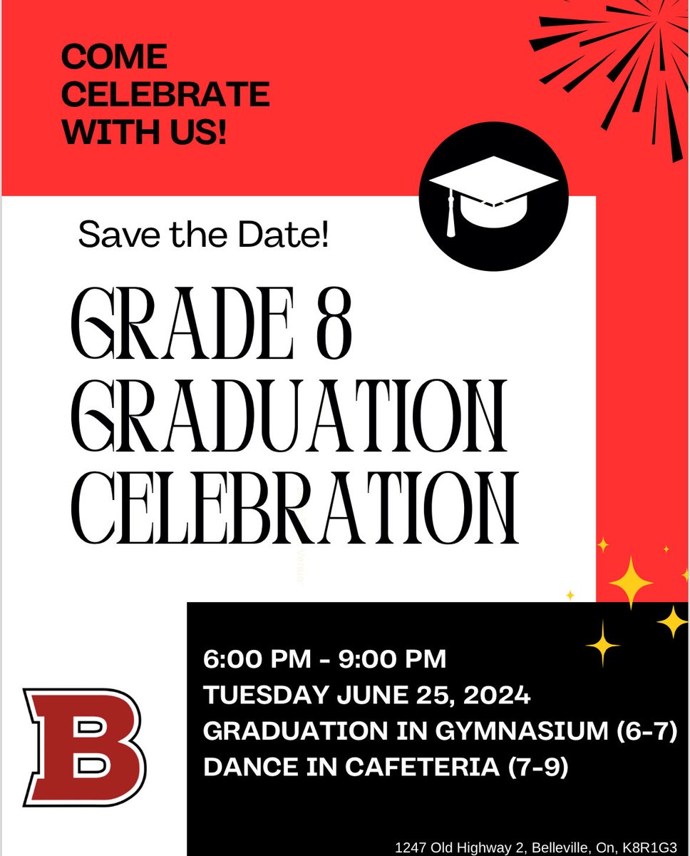Save the date! Grade 8 Graduation Celebration.🎉