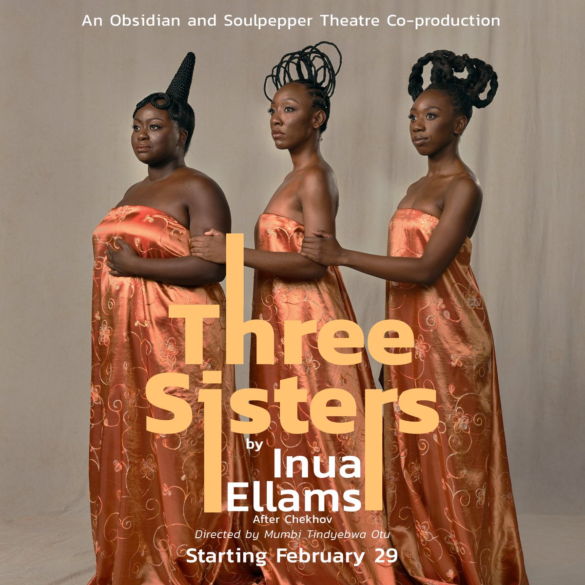 Experience Inua Ellams' reimagined 'Three Sisters' – a captivating journey to Owerri, 1967, amidst civil war. Join @obsidiantheatre and @soulpepper for a tale of love, longing, and unbreakable family bonds. Tickets: obsidiantheatre.com/threesistersti…