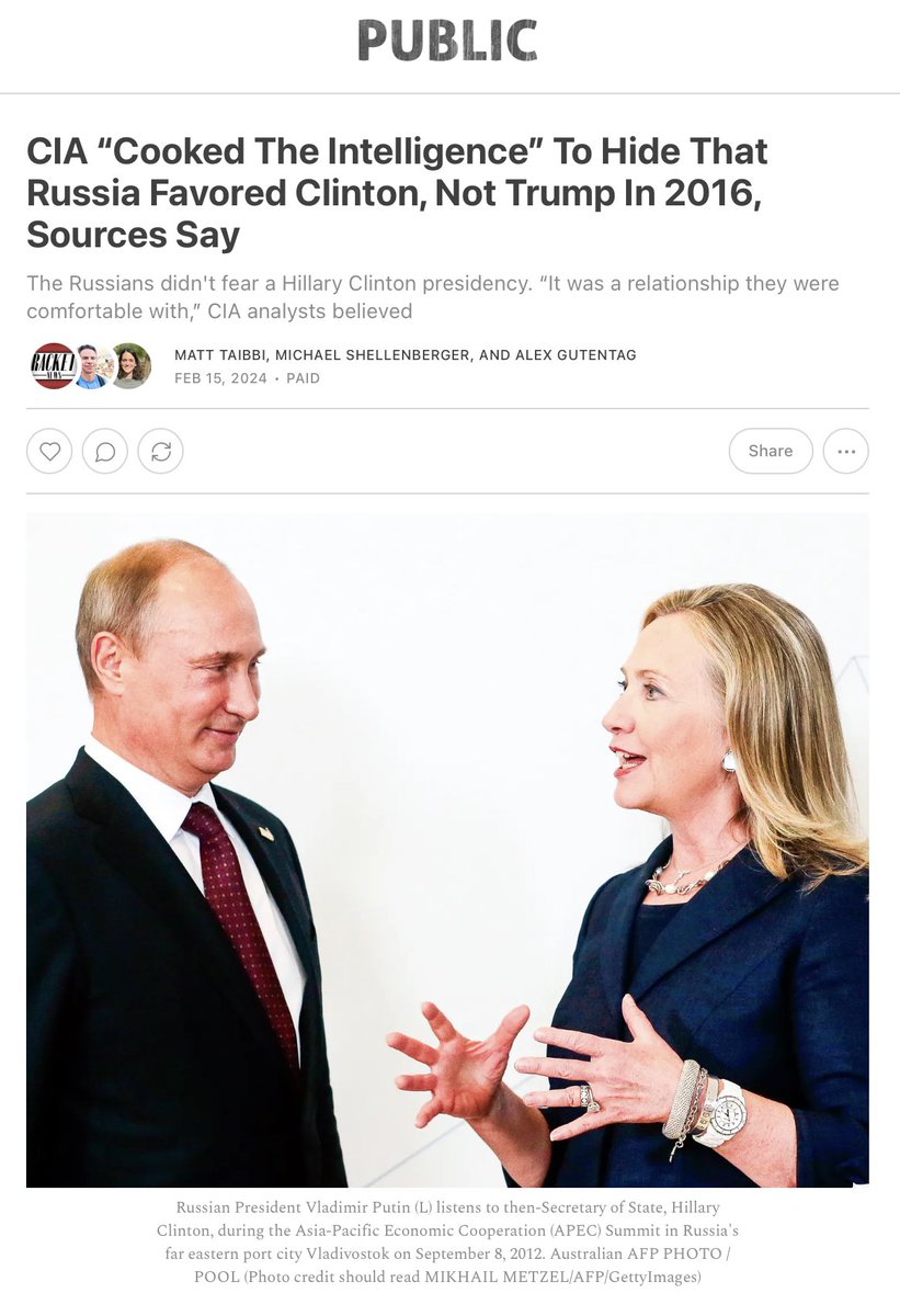 The U.S. government said in January 2017 that Russia favored Trump as president. But now, sources reveal for the first time that the CIA 'cooked the intelligence' to hide that Vladamir Putin wanted Hillary Clinton, not Donald Trump, as president.