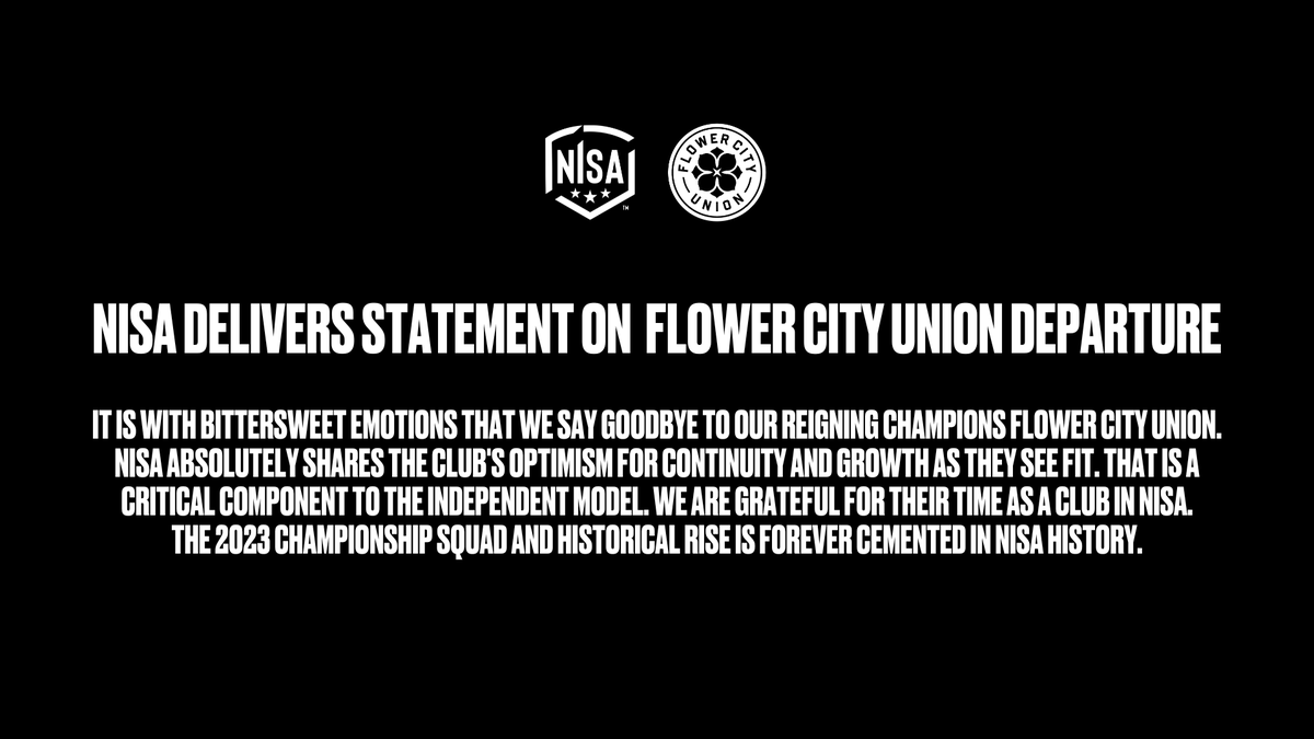 NISA Delivers Statement on Flower City Union Departure