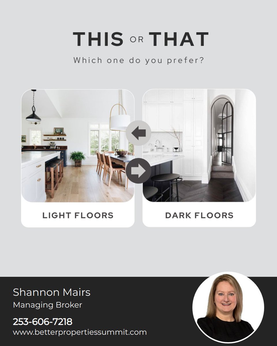 What’s your flooring of choice? Do you like the clean, modern feeling of light floors or the drama of dark floors? #homesweethome #homeiswheretheheartis #homeownership #woodfloors