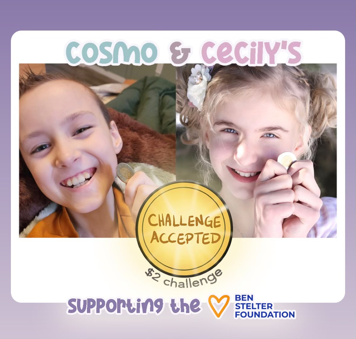 It’s Childhood Cancer Day, and me and my best friend and fellow brain cancer warrior Cosmo started a $2 challenge with our tooth fairy money, hoping to bring love to fellow kids like us with cancer through the @BenStelterFund. benstelterfoundation.crowdchange.ca/54581