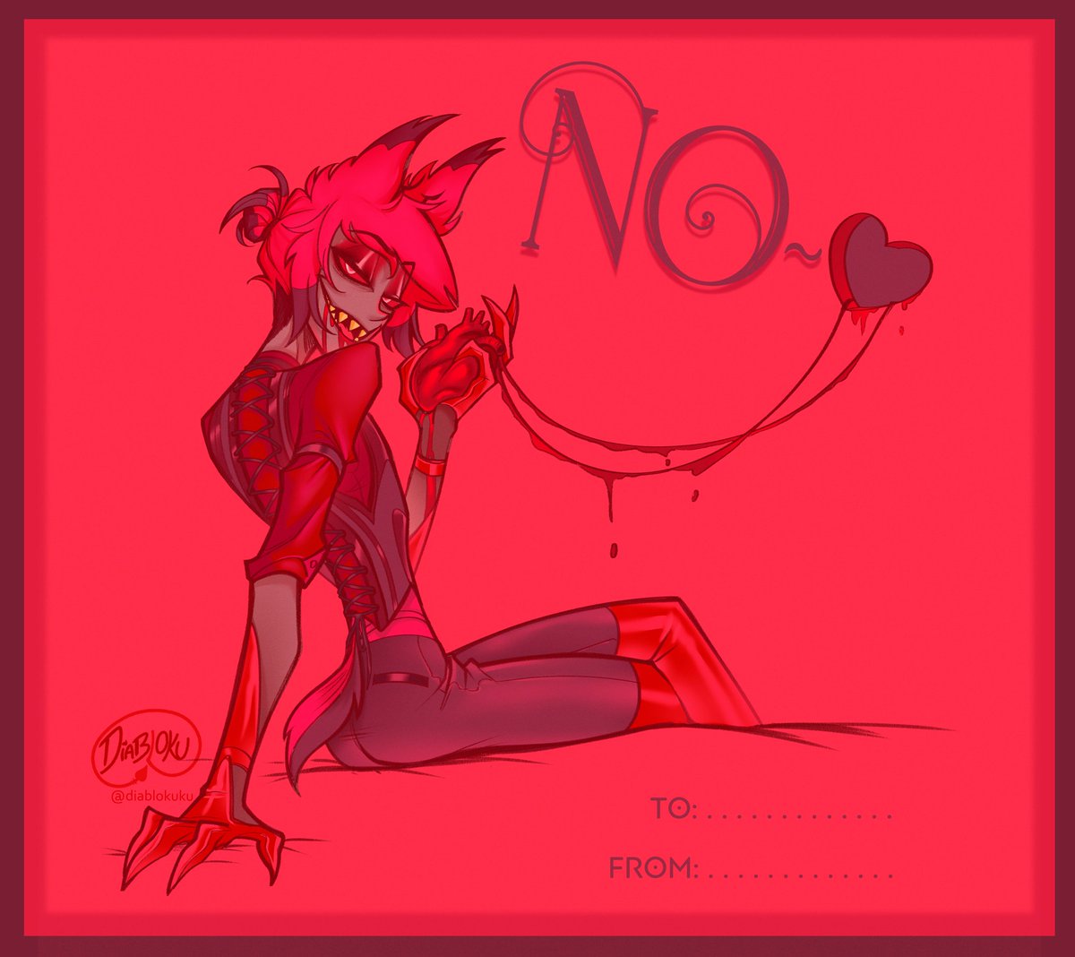 Diablokuku's tweet image. Alastor&apos;s Valentine&apos;s day card~ ❤️‍🔥

#HazbinHotel #HazbinHotelAlastor