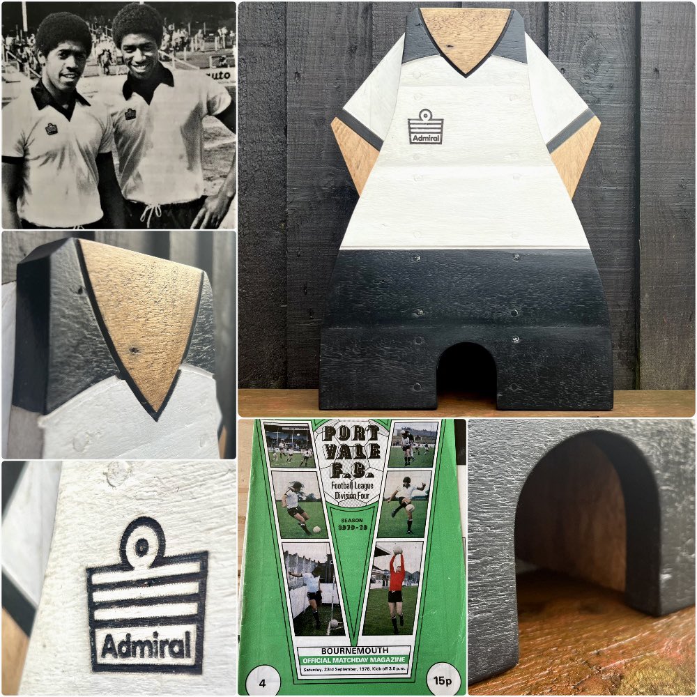 ⚫️⚪️Who remembers the 1978-79 season? Our ‘An if Ya Know Your History’ project has co-created this iconic #PVFC @admiral1914 #Bottleoven player planter from recycled pallet wood. The season saw the last ever firing of a bottle #Kiln documented at the Sutherland Works in #Longton.