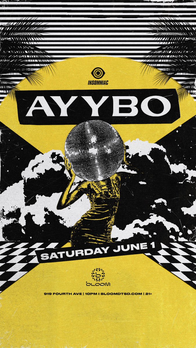 🪩@AYYBOmusic brings the heat to San Diego on Saturday, June 1! 🔥 Boasting support from industry titans like @johnsummit, and an official collab with Mr. Worldwide @pitbull, see one of house music’s most prominent rising stars in action. 🪩 $10 Tix → insom.co/ayybo-sd