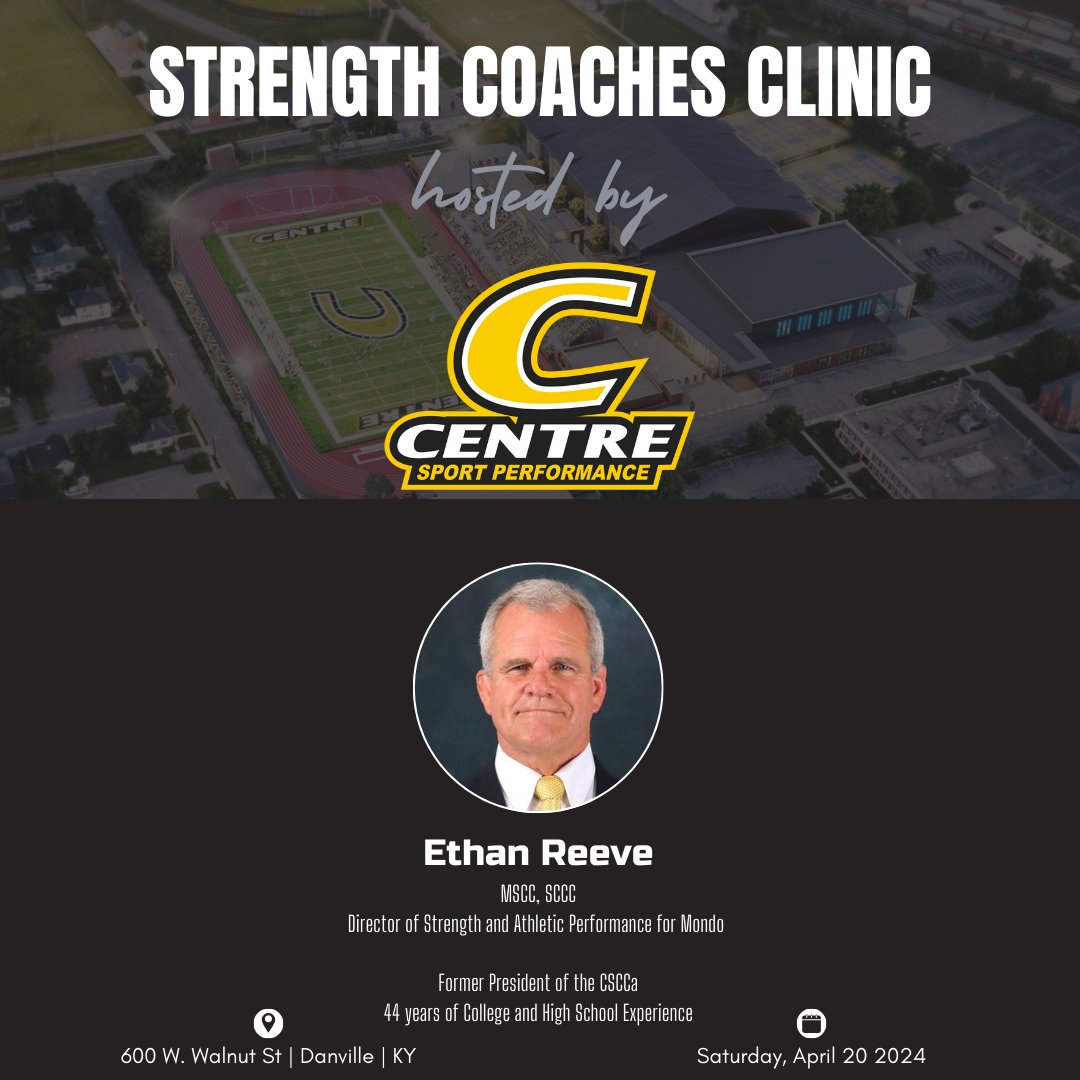Speaker Announcement! @CentreSportPerf Strength Coaches Clinic - Ethan Reeve of @mondostrength @MondoSport_USA 🔗 Sign-Up! Its FREE! docs.google.com/forms/d/e/1FAI…… Coach Reeve is the Director of Strength and Athletic Performance @mondosport_usa, the Former President of the CSCCa…