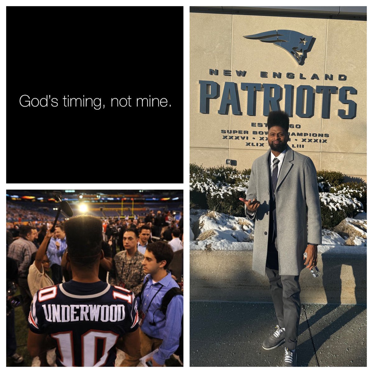 God’s Plan 🙏🏾  ….He has a funny sense of humor! Fired SB weekend and hired SB weekend lol. Cool how things come full circle. Trusting his plan #PatsNation