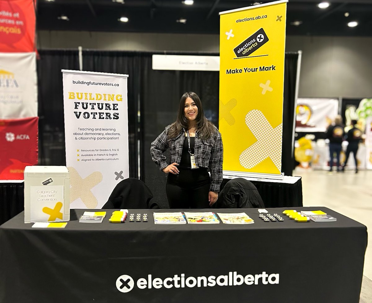 Visit our booth at the Calgary City Teachers' Convention from February 15 to 16 to discover free education and outreach resources available for Alberta educators! Visit elections.ab.ca/education/ to learn more. 📒 #ElectionsAB #BFVAB