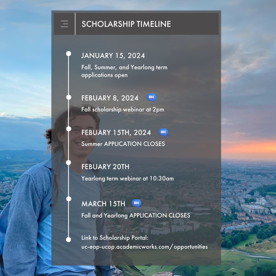 Applying to study abroad in a year-long program during the 2024-2025 academic year? Learn more about UCEAP scholarships and hear how to make your application stand out!⁠ ⁠ Join us on Zoom on Feb 20 at 10:30 am PT. ⁠ Register: l8r.it/93kz