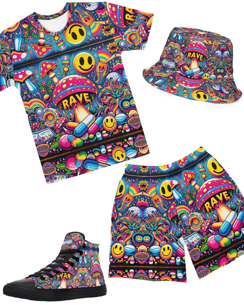 Slide into a universe of color with Jedi Flip - our exclusive print as unique as YOU ✨! Whether you're vibing solo or with your rave squad, these looks are the perfect way to express yourself. 
#raveoutfit #raveoutfitinspo #mensravewear #raveaccessories

onestoprave.com