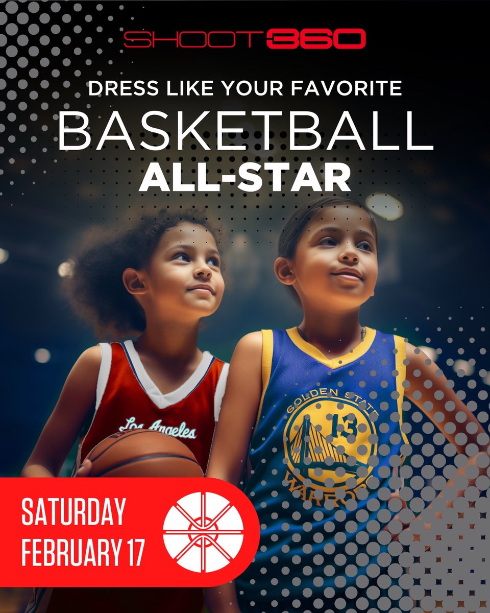 Gear up and show off your All-Star style at Shoot 360 on Saturday, February 17! 🏀

Dress like your favorite Basketball All-Star 🌟, snap a pic and tag <a href="/Shoot360/">Shoot 360 | Basketball</a> for a chance to WIN a prize!

Let your All-Star vibes flow and make your training session legendary! 🏆🔥