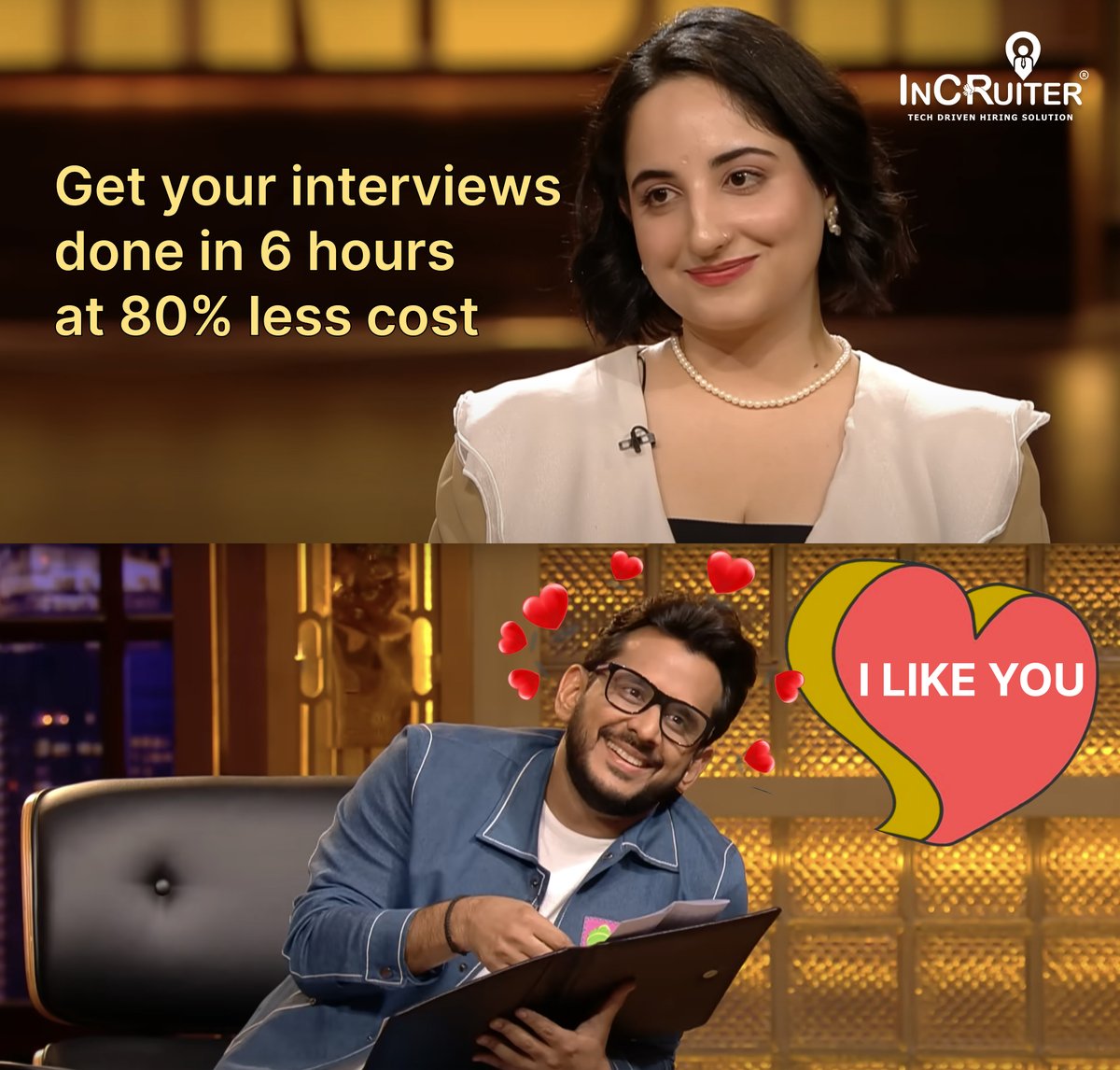 Just like Aman Gupta, you would also like us if your interviews were conducted within 6 hrs and that too at 80% less cost. 😋 . . #SharkTankIndia #Memes #HRtech #incruiter