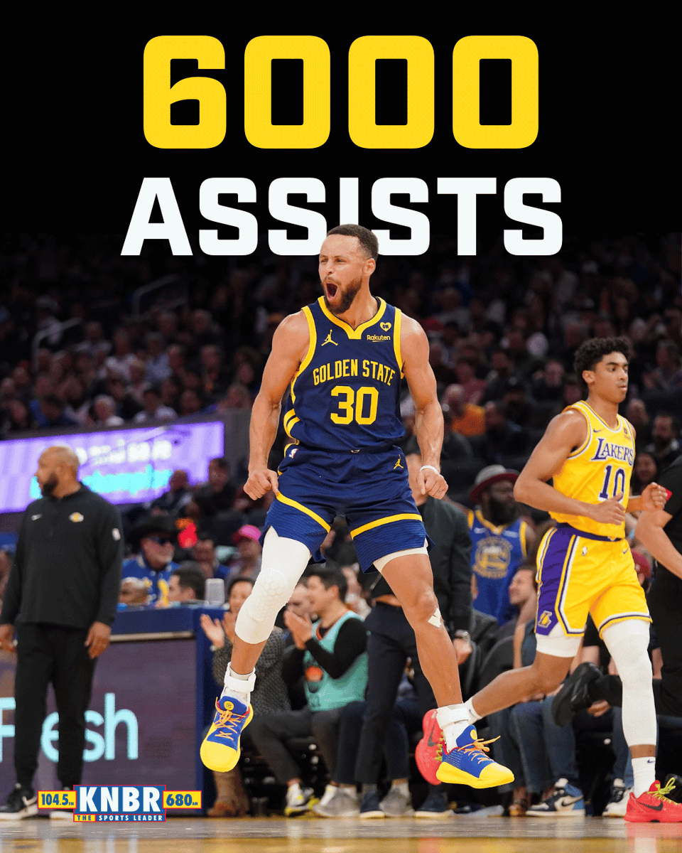 KNBR's tweet photo. Stephen Curry becomes the first Warrior in franchise history to record 6000 assists 👀 https://t.co/PkjGpaXo12