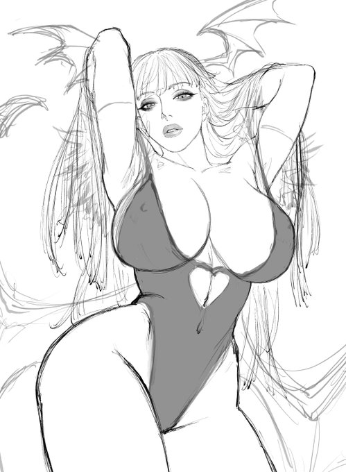 ちょっとモリガン描いてる。