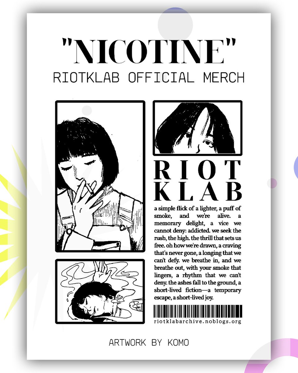0xMashedPotato's tweet photo. Berangkat dari sebuah keresahan, kali ini RiotKlab meluncurkan satu paket merch tentang ‘Perempuan dan Rokok’.

Dalam satu paket terdapat:
* Satu Kaos
* Satu Korek
* Satu Set Pin
Free 2 Sticker Pack lucu dan Zine!

Pemesanan: https://t.co/B7XQZGXdGS

CP:
0895404364348 (Jeje) https://t.co/Dgl5x2bhCs