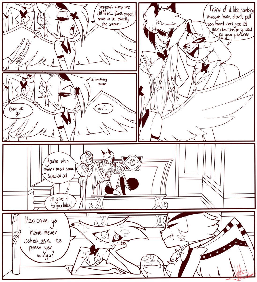 novahee_'s tweet image. PART 2/3! this is lots of #chaggie and #huskerdust BUT I promise next part will be the #radioapple feast just hold on pfff #HazbinHotel