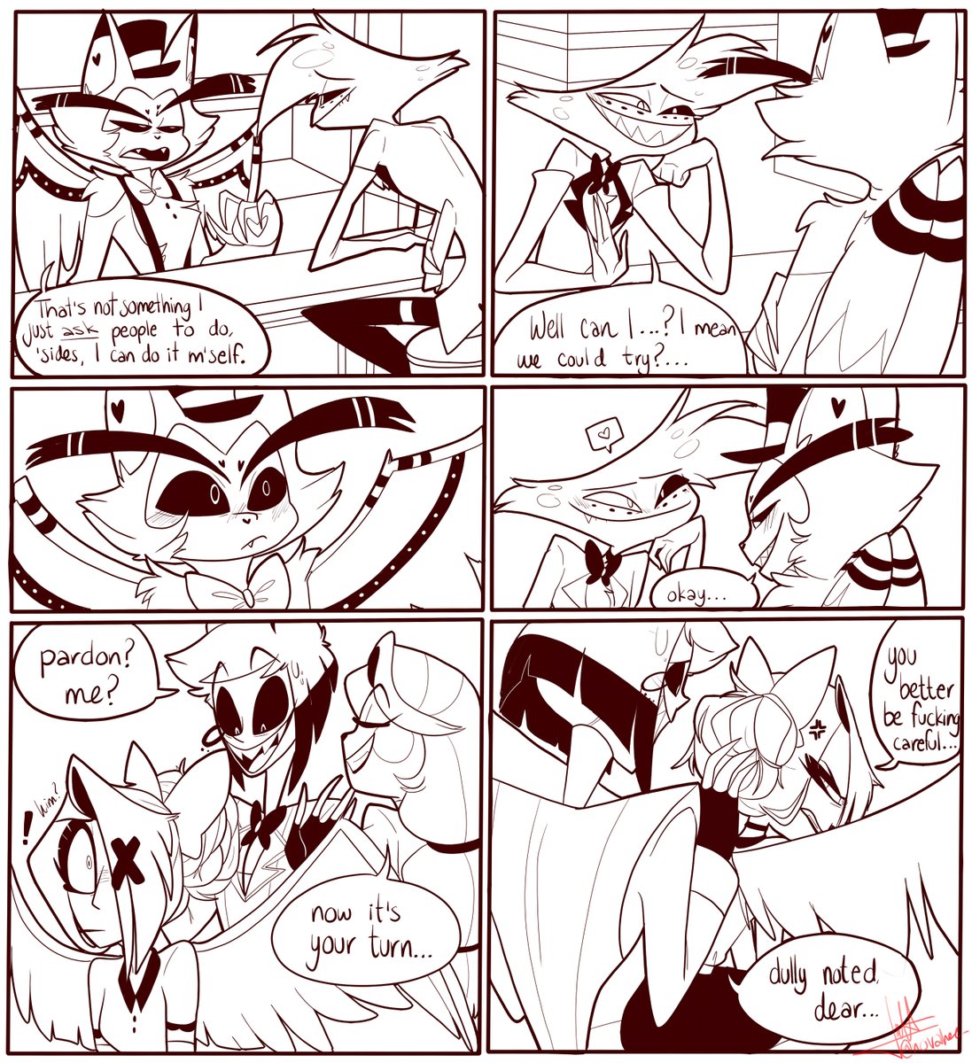 novahee_'s tweet image. PART 2/3! this is lots of #chaggie and #huskerdust BUT I promise next part will be the #radioapple feast just hold on pfff #HazbinHotel