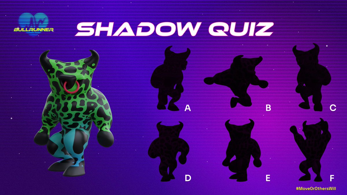 BullrunnerGame's tweet photo. 🐮 Shadow Quiz

👀 Find the right MOO shadow in this picture

▫️ Write a letter and #Bullrunner in the comments 
▫️ Tag 2 friends 
▫️ Retweet

🎯 On Sunday, we will randomly select 10 winners, each receiving 5k $TIC

🏆 The first comment with the correct answer will get 10k $TIC https://t.co/8mK2dHzdSO