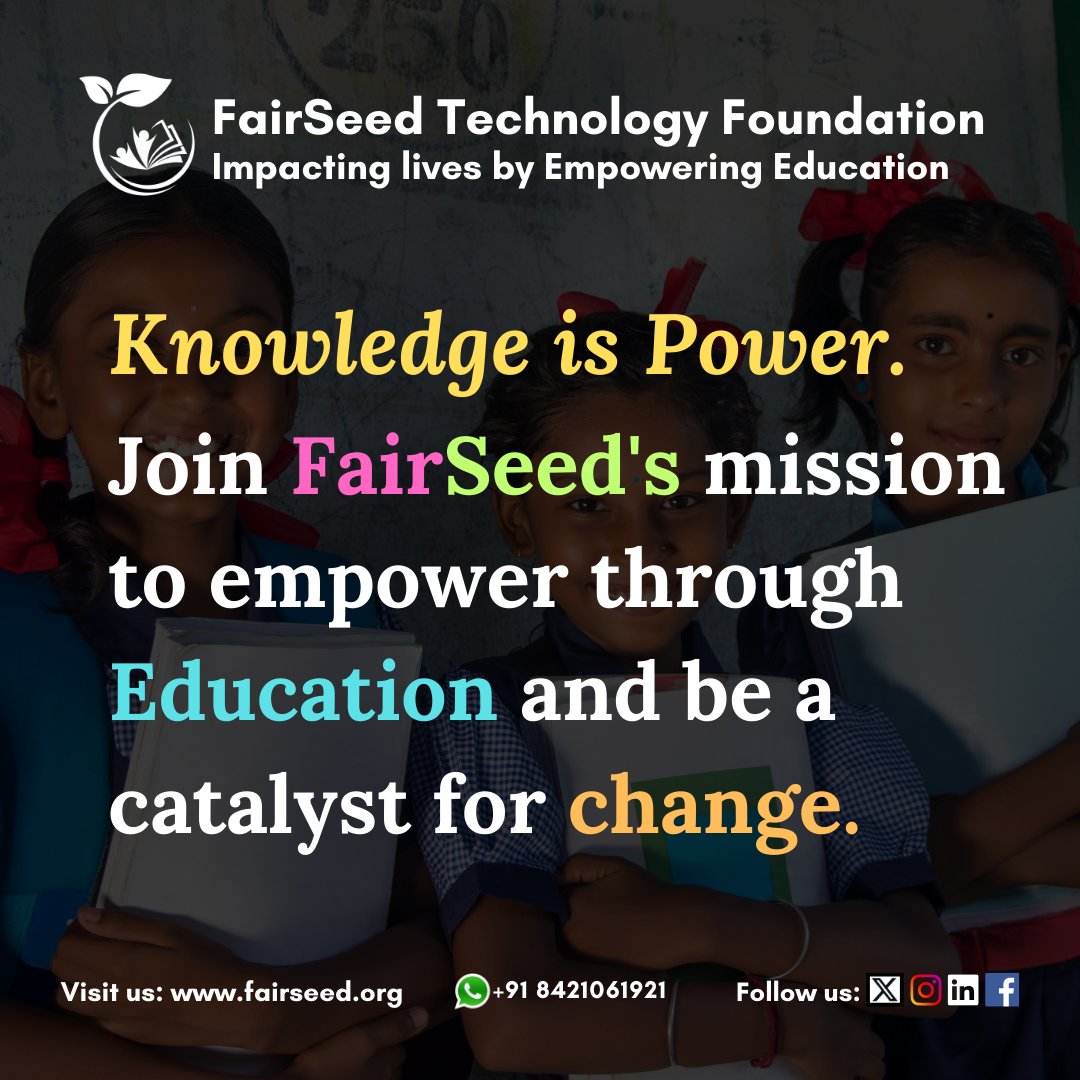 Empower through Education: Join FairSeed's mission to harness the true power of knowledge and ignite positive change.📚 #FairSeed #EmpowerThroughEducation #EducationForAll #learning #support