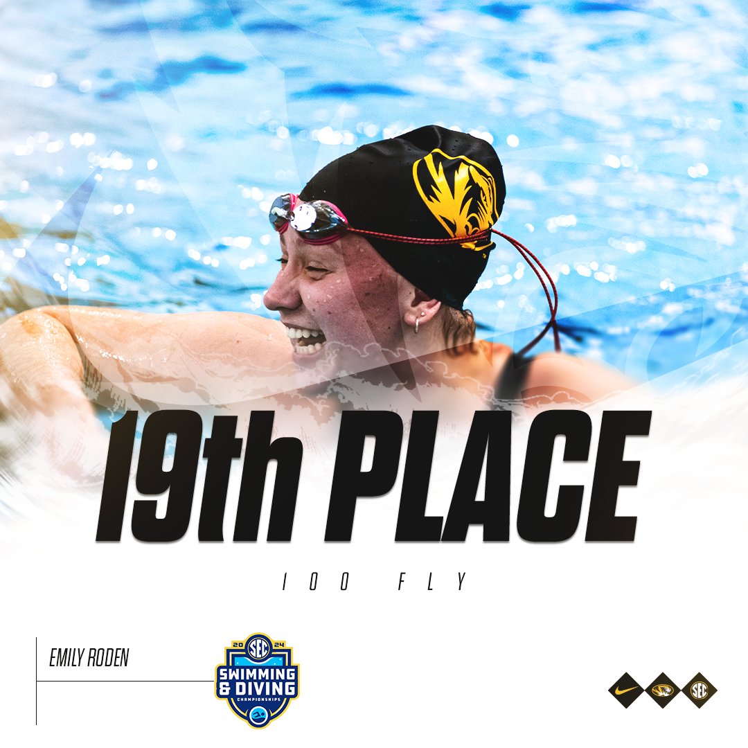 Emily Roden secures NCAA B cut with a 19th place finish in the 100M Fly Finals  🌊🌊

#MIZ 🐯