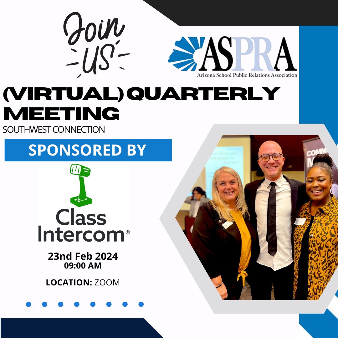 We hope to see you (virtually) tomorrow morning for the ASPRA Quarterly Connection! This will be our regional SPRA meeting, welcoming members from the Southwest region! RSVP today with the link below: docs.google.com/forms/d/1woEET…   Thank you to our sponsors @classintercom 🎉🥳