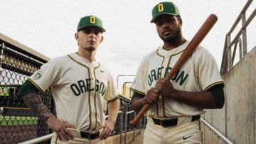 The throwback uni for @OregonBaseball paying homage to the 1954 College World Series team. #uniswag