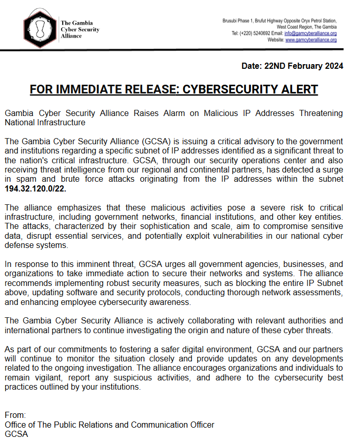 The Gambia Cyber Security Alliance tweet media