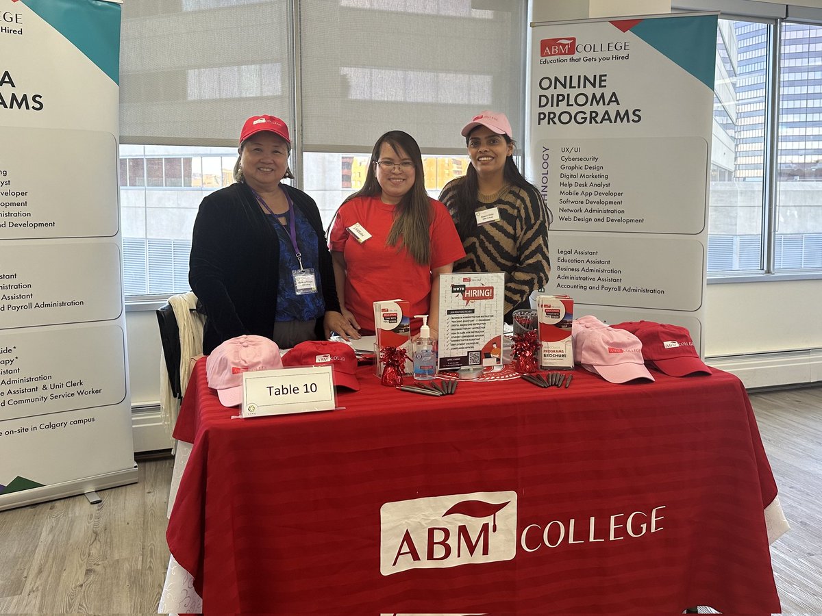 Our beautiful recruiters at <a href="/CIWA_yyc/">CIWA</a> 's Job Fair today! Thank you for having us! 😊

Missed us? Reach out at resumes@abmcollege.com!

ABMCollege.com

#abmcollege #onlinecourses #hiring #techskills #careerfair #businessskills #jobsearch #healthcare #canadajobs