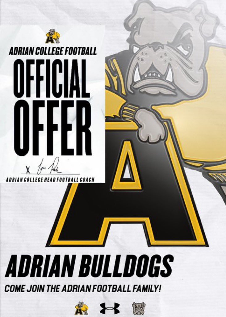 After an amazing visit and conversation with @Coach_Palka. I’m bless to receive my 3rd offer to Adrian college. @_coachmcgaughy @CoachVphillips @LancersFB2 @lancercountry @Darth2828
