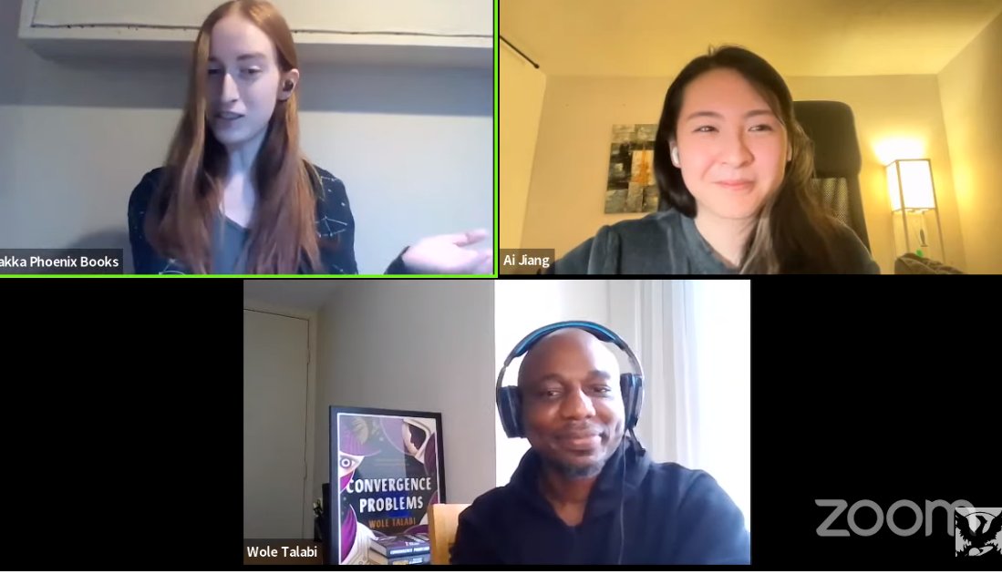 This was a great conversation! Thank you so much @AiJiang_! And in case you missed it, you can watch the recording on the @BakkaPhoenix YouTube channel here - youtube.com/watch?v=78RdE_… Big thanks to the amazing @RobertJSawyer for the screencapture.